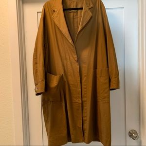 Azalea oversize caramel canvas jacket long sleeve tortoise button drop shoulder